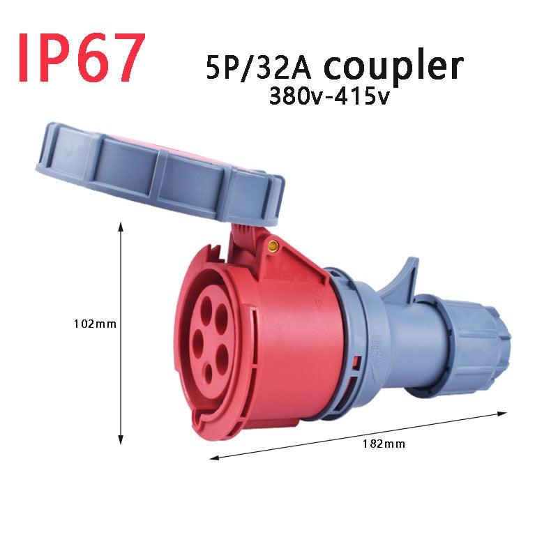 IP67 NEW Industrial Plug and Socket 16A 32A 3 Pin 4 Pin 5 Pin  Wall Mounted.