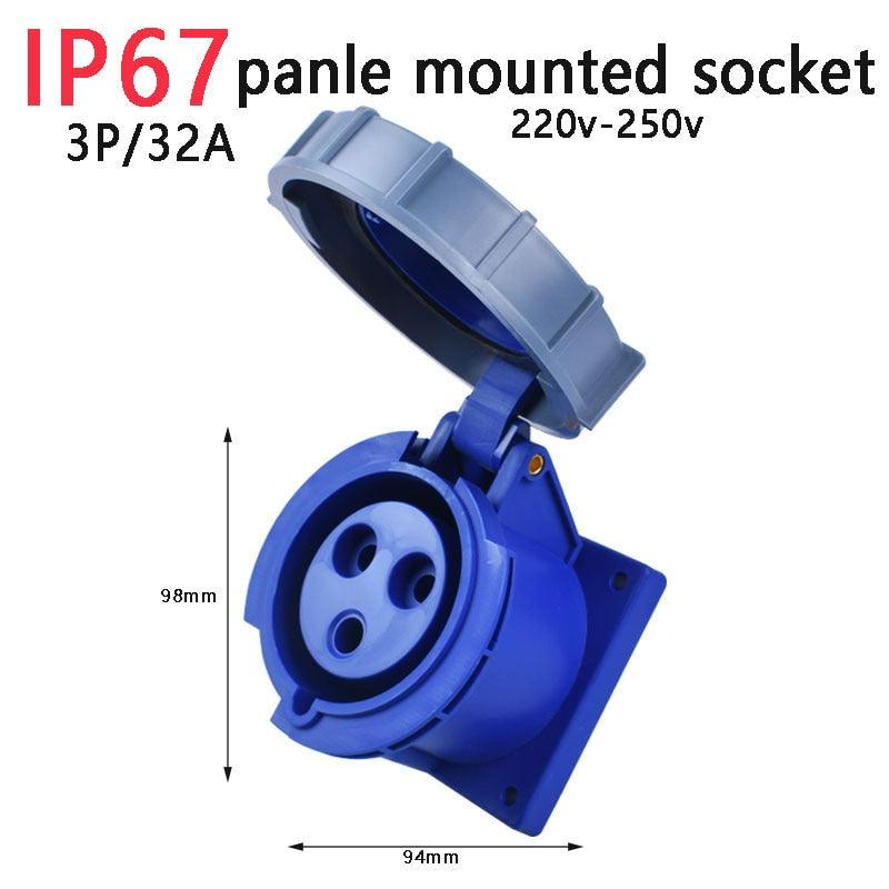 IP67 NEW Industrial Plug and Socket 16A 32A 3 Pin 4 Pin 5 Pin  Wall Mounted.