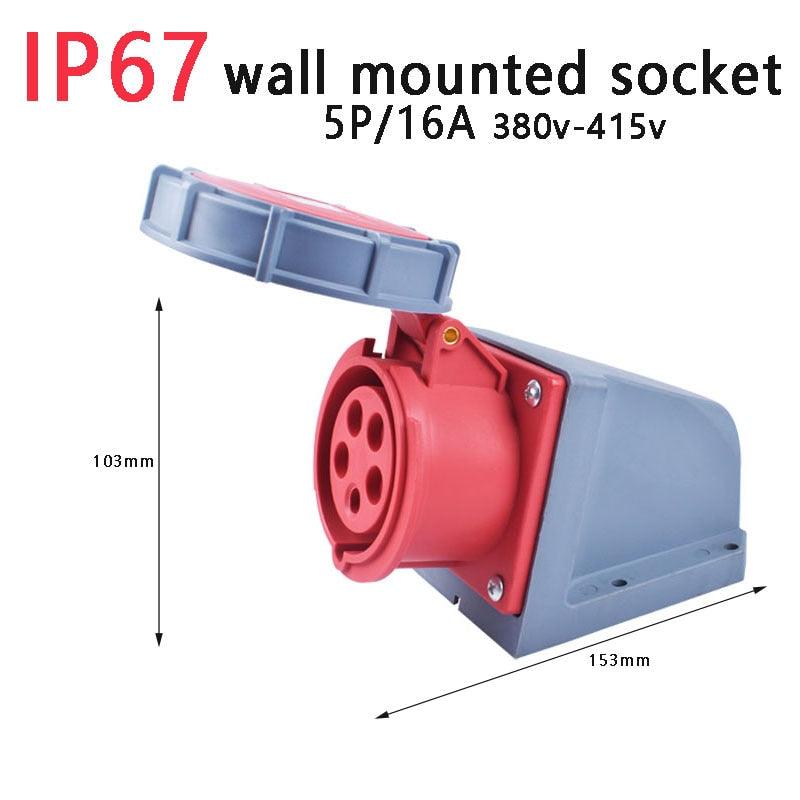 IP67 NEW Industrial Plug and Socket 16A 32A 3 Pin 4 Pin 5 Pin  Wall Mounted.