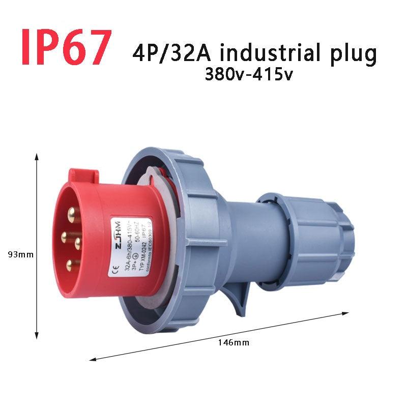 IP67 NEW Industrial Plug and Socket 16A 32A 3 Pin 4 Pin 5 Pin  Wall Mounted.