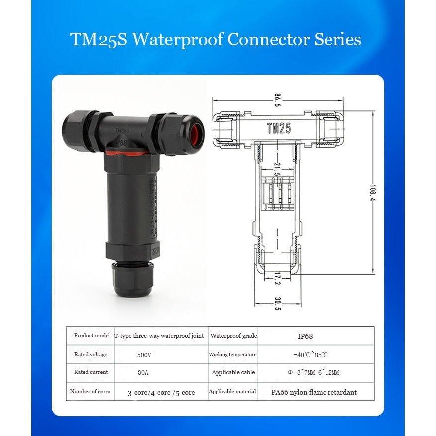 IP68 cable waterproof connector quick connector installation X/T/Y shape 3/4/5 pin optional.