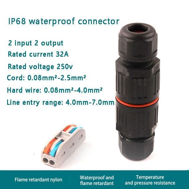 IP68 Electrical Waterproof Connector with Quick Push in Terminal block Conductor.