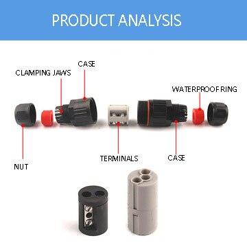 IP68 Electrical Waterproof Connector with Quick Push in Terminal block Conductor.