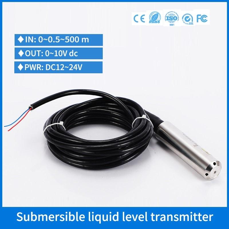 IP68 Industrial Hydraulic Water Tank Pool Pressure Level Transmitter Immersible Analog 0-10V Water Level Sensor Transmitter.