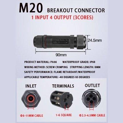 IP68 Waterproof Connector Assembly Type Wire And Cable Breakout Connector 2/3/4/5PIN Optional.
