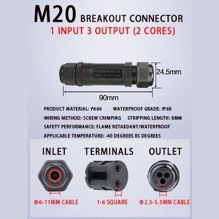 IP68 Waterproof Connector Assembly Type Wire And Cable Breakout Connector 2/3/4/5PIN Optional.