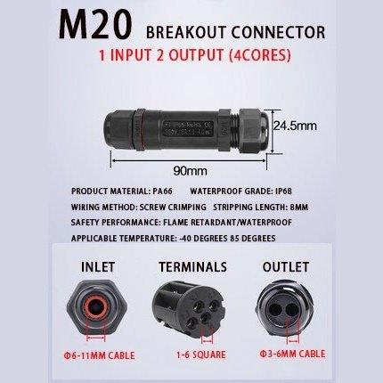 IP68 Waterproof Connector Assembly Type Wire And Cable Breakout Connector 2/3/4/5PIN Optional.