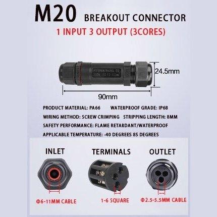 IP68 Waterproof Connector Assembly Type Wire And Cable Breakout Connector 2/3/4/5PIN Optional.