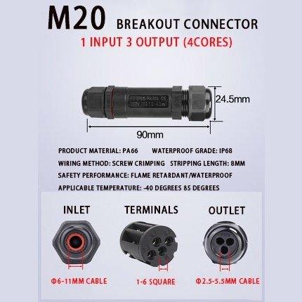 IP68 Waterproof Connector Assembly Type Wire And Cable Breakout Connector 2/3/4/5PIN Optional.