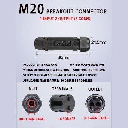IP68 Waterproof Connector Assembly Type Wire And Cable Breakout Connector 2/3/4/5PIN Optional.