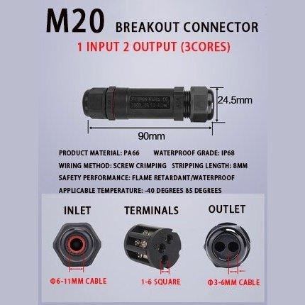 IP68 Waterproof Connector Assembly Type Wire And Cable Breakout Connector 2/3/4/5PIN Optional.