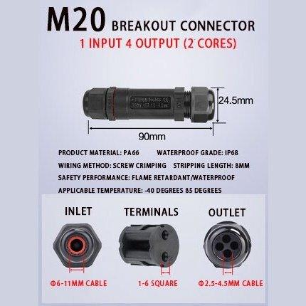IP68 Waterproof Connector Assembly Type Wire And Cable Breakout Connector 2/3/4/5PIN Optional.