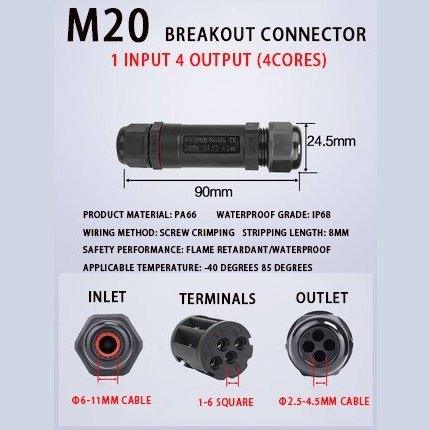 IP68 Waterproof Connector Assembly Type Wire And Cable Breakout Connector 2/3/4/5PIN Optional.