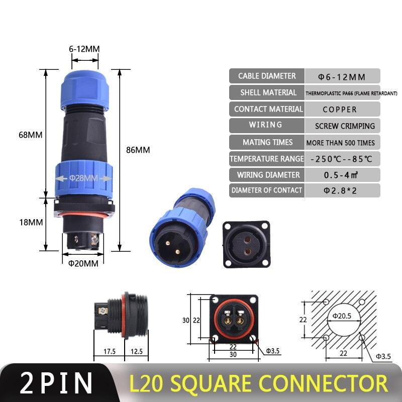 IP68 Waterproof Connector Male Plug &amp; Female Socket 2/3/4 Pin Optional.