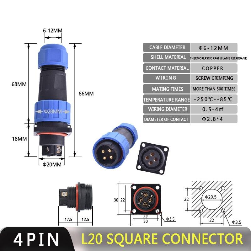 IP68 Waterproof Connector Male Plug &amp; Female Socket 2/3/4 Pin Optional.