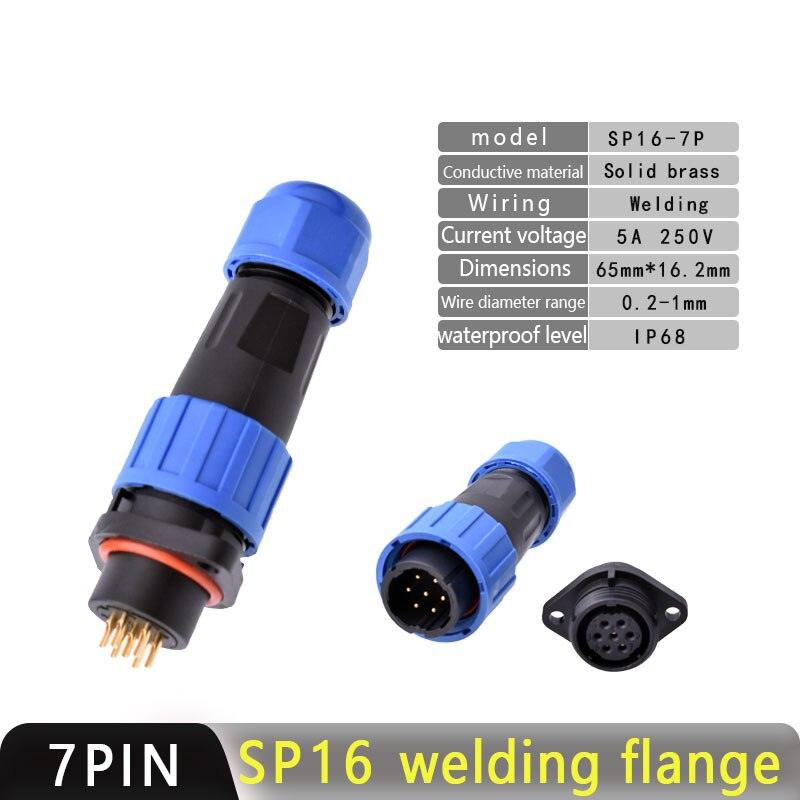 IP68 Waterproof Connector SP16 Male Plug and Female Socket 2/3/4/5/7/9pin Optional.sp16 connector