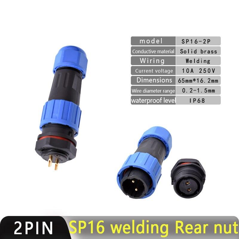 IP68 Waterproof Connector SP16 Male Plug and Female Socket 2/3/4/5/7/9pin Optional.