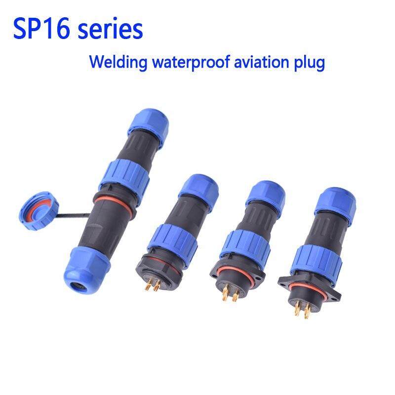 IP68 Waterproof Connector SP16 Male Plug and Female Socket 2/3/4/5/7/9pin Optional.