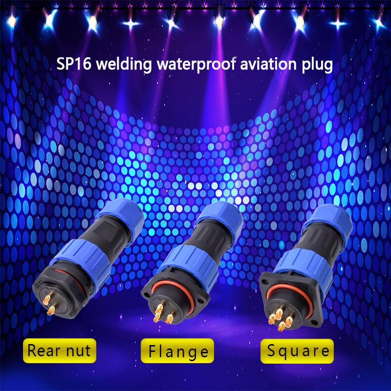 IP68 Waterproof Connector SP16 Male Plug and Female Socket 2/3/4/5/7/9pin Optional.