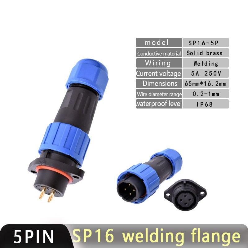 IP68 Waterproof Connector SP16 Male Plug and Female Socket 2/3/4/5/7/9pin Optional.sp16 connector