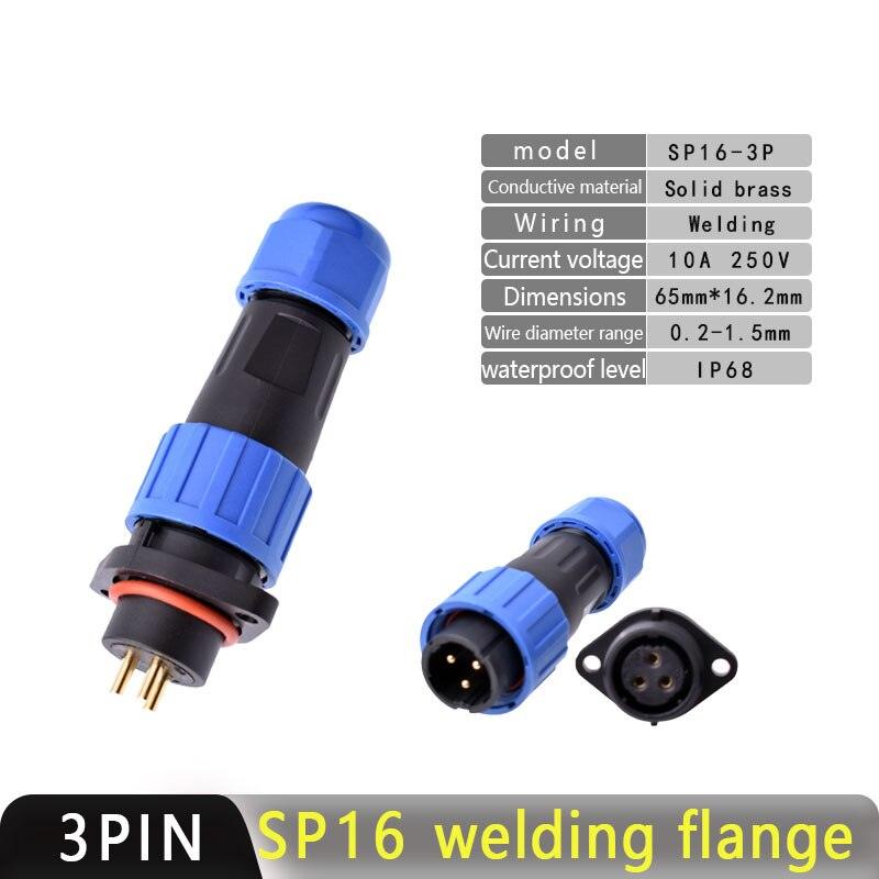 IP68 Waterproof Connector SP16 Male Plug and Female Socket 2/3/4/5/7/9pin Optional.sp16 connector