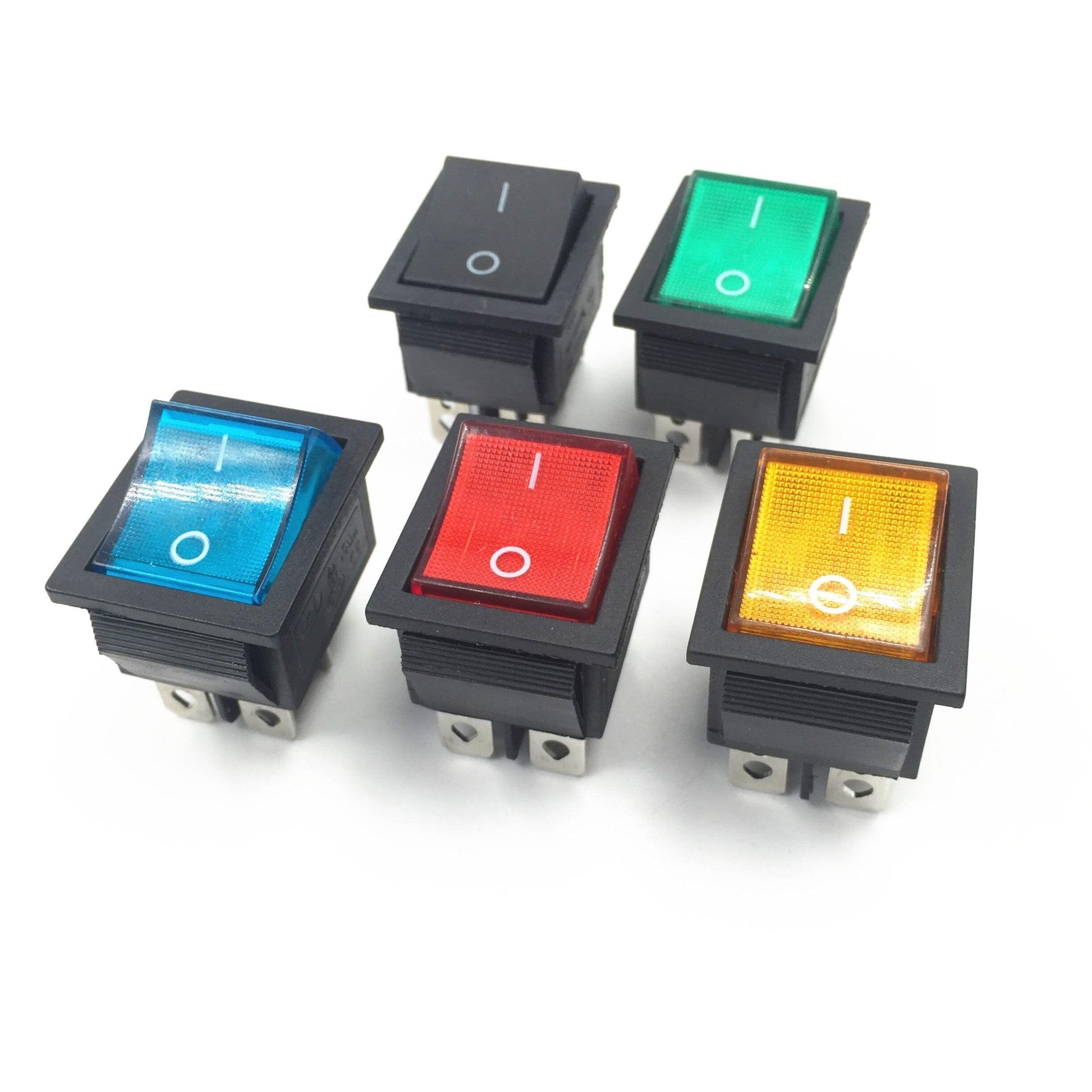 Latching Rocker Switch Power Switch I/O 6 Pins With Light 16A 250VAC 20A 125VAC KCD4 Green Red Yellow Blue Black Boat DPST.