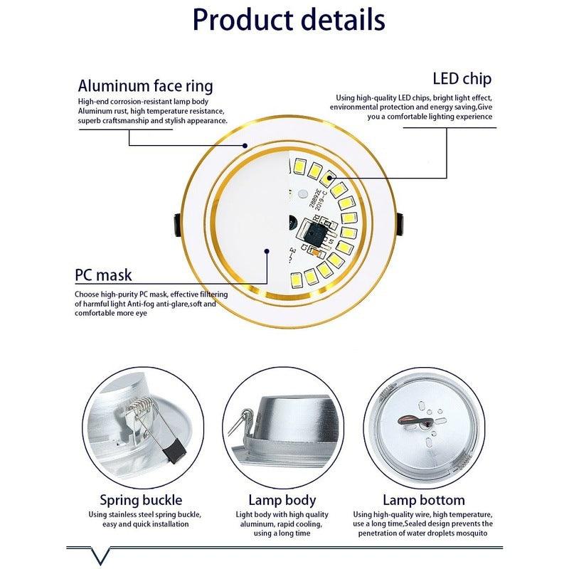 LATTUSO- 10pcs/lot LED Ceiling Lamp Downlight | 5W-18W Warm/White/Cold optional.