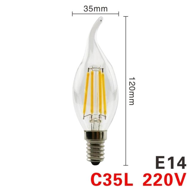 LATTUSO- 4pcs/lot LED Edison Bulb 220V /C35 A60 G80 G95 G125 optional.