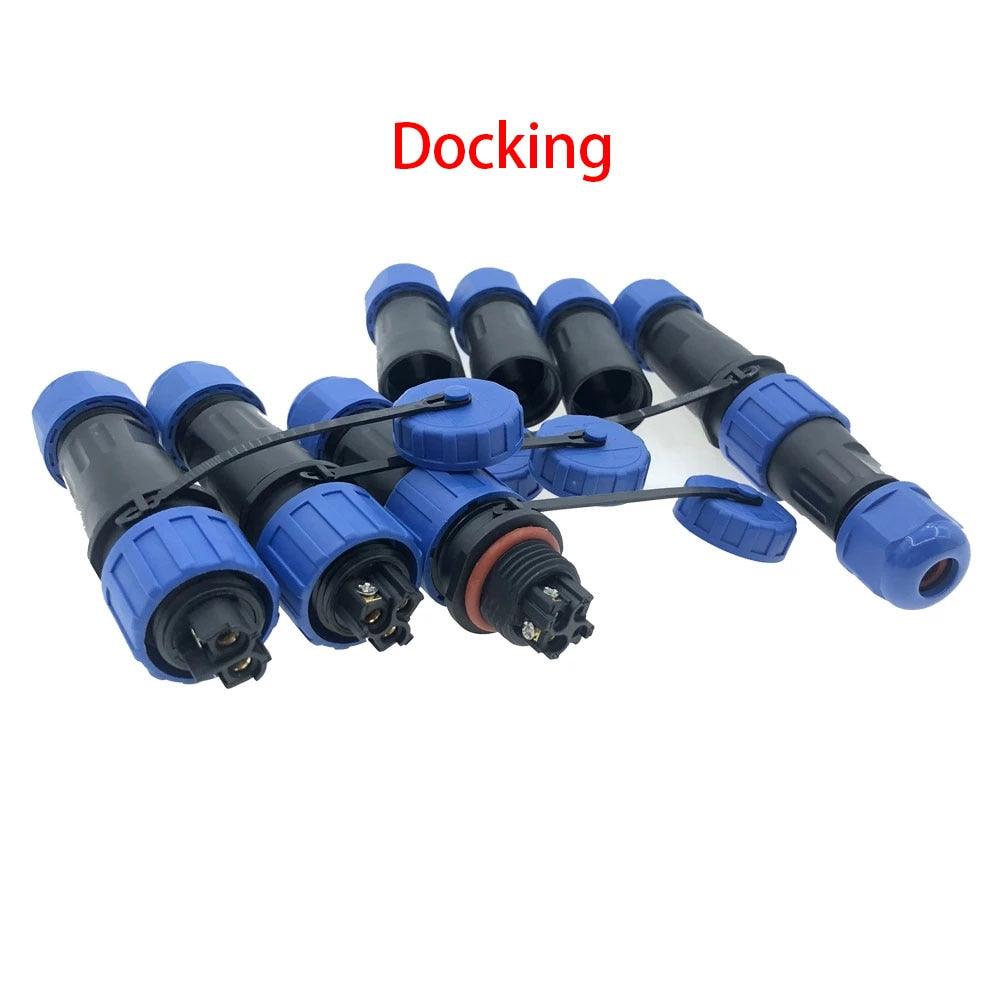 LD16 IP68 Waterproof Connector Socket  Plug Back Nut Docking Flange 2 3 4 Pin Optional.