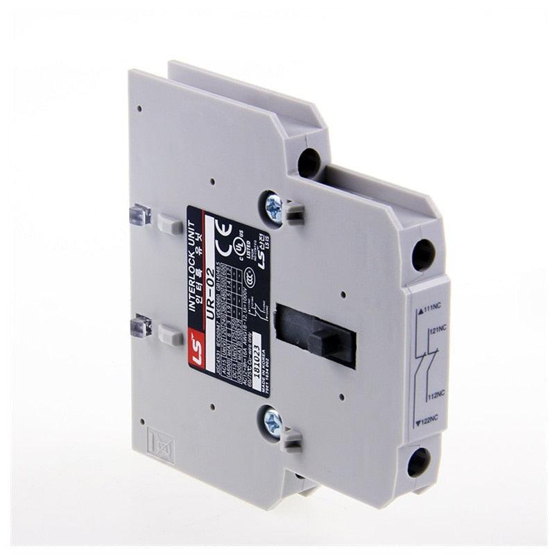 Magnetic Contactor Auxiliary Intelock ,LS UR-00 UR-02 Mechanical Interlock, LS Contactor Interlock Unit, UR-02 2 NC Contacts, Mechanical Safety Interlock for MC Contactors, Forward Reverse Contactor Interlock, Star Delta Interlock Module, LS MC Series Contactor Accessory, Contactor Simultaneous Operation Prevention, Industrial Control Safety Interlock, Automation Safety Component