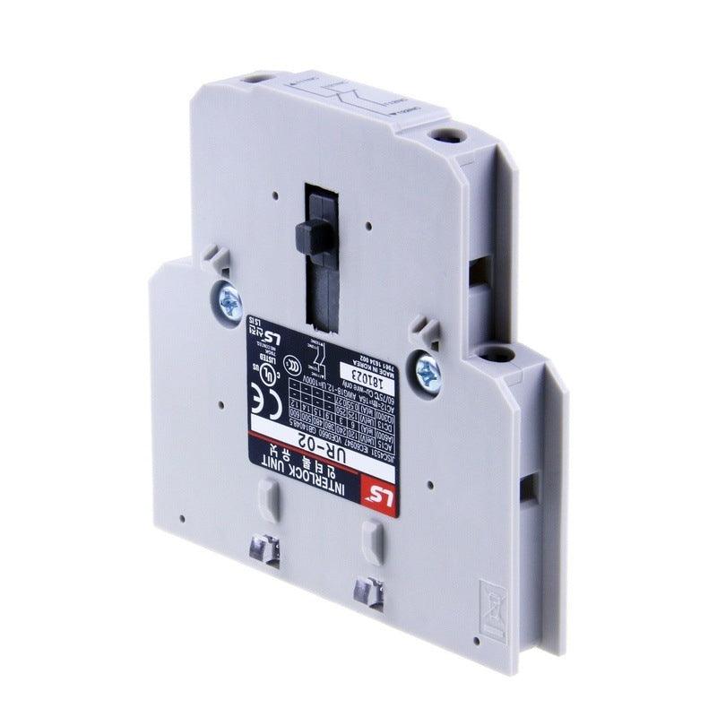Magnetic Contactor Auxiliary Intelock  MC,LS UR-00 UR-02 Mechanical Interlock, LS Contactor Interlock Unit, UR-02 2 NC Contacts, Mechanical Safety Interlock for MC Contactors, Forward Reverse Contactor Interlock, Star Delta Interlock Module, LS MC Series Contactor Accessory, Contactor Simultaneous Operation Prevention, Industrial Control Safety Interlock, Automation Safety Component