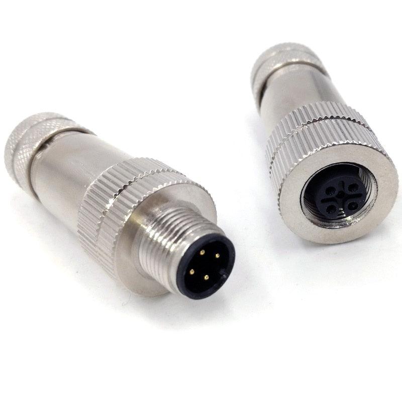 M12 Sensor Waterproof connector Matel Signal shielding Male Female  screw threaded 4 5 8 Pin.