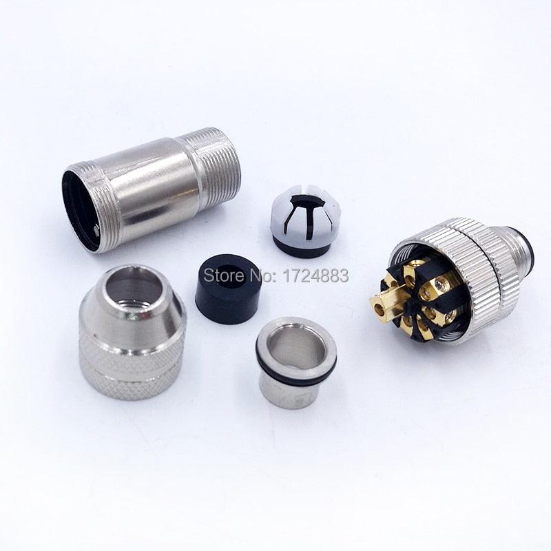 M12 Sensor Waterproof connector Matel Signal shielding Male Female  screw threaded 4 5 8 Pin.