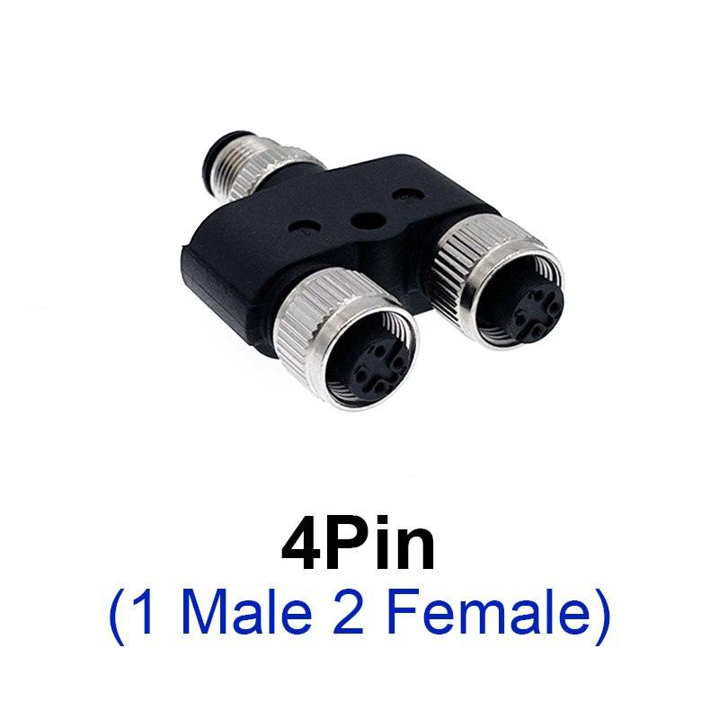 M12 Y-Branch 3-way connector male to female plug Y shaped 3 4 5 8 pin conversion plug.