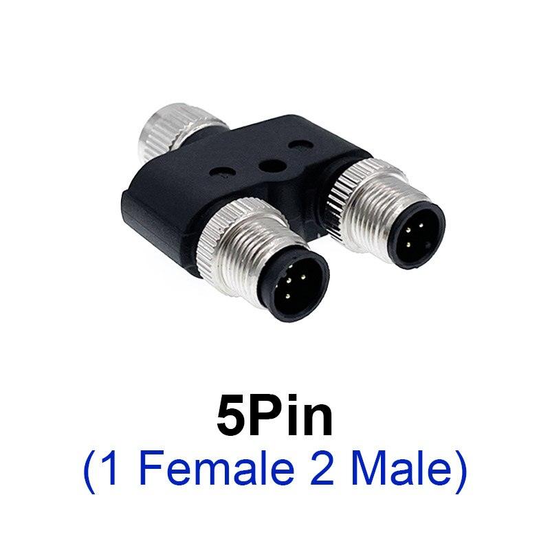 M12 Y-Branch 3-way connector male to female plug Y shaped 3 4 5 8 pin conversion plug.