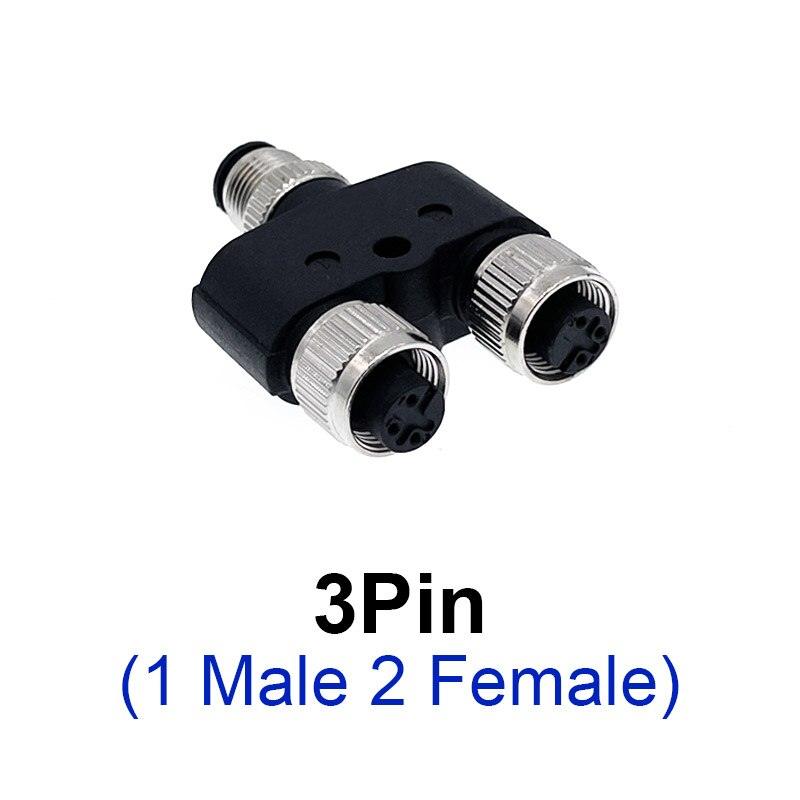 M12 Y-Branch 3-way connector male to female plug Y shaped 3 4 5 8 pin conversion plug.