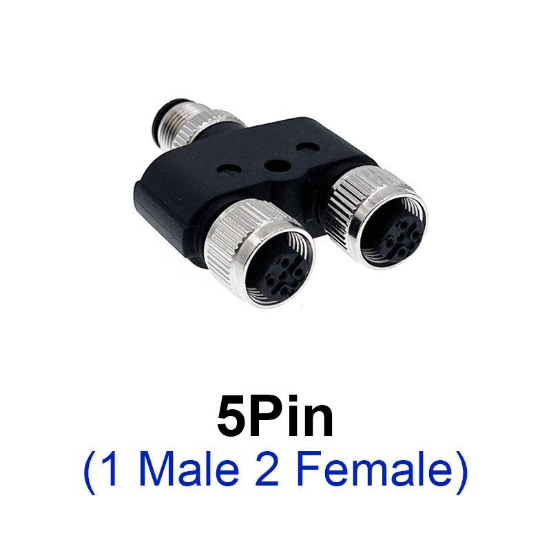 M12 Y-Branch 3-way connector male to female plug Y shaped 3 4 5 8 pin conversion plug.