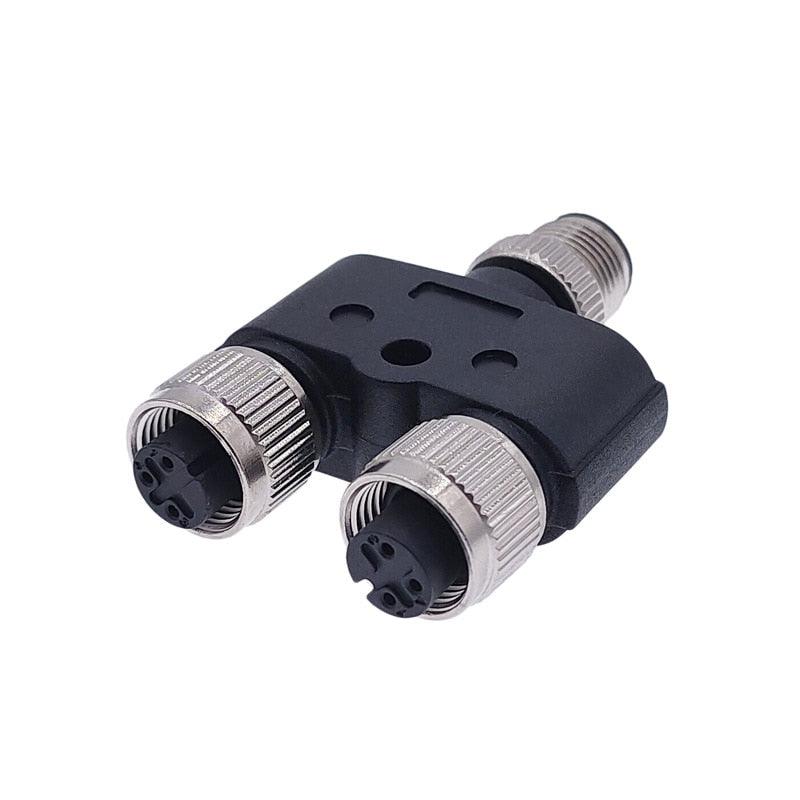 M12 Y-Branch 3-way connector male to female plug Y shaped 3 4 5 8 pin conversion plug.