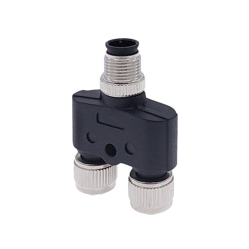 M12 Y-Branch 3-way connector male to female plug Y shaped 3 4 5 8 pin conversion plug.