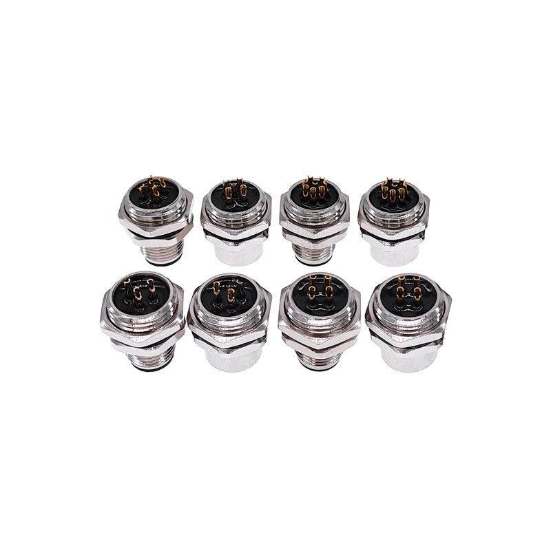 M1216 3/4/5/8Pin sensor connector mounting hole 16mm M12 Flange Socket panel back mount threaded coupling Male&Female.