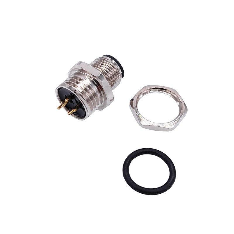 M1216 3/4/5/8Pin sensor connector mounting hole 16mm M12 Flange Socket panel back mount threaded coupling Male&Female.