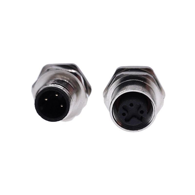 M1216 3/4/5/8Pin sensor connector mounting hole 16mm M12 Flange Socket panel back mount threaded coupling Male&Female.