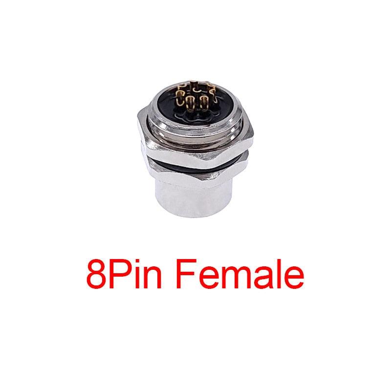 M1216 3/4/5/8Pin sensor connector mounting hole 16mm M12 Flange Socket panel back mount threaded coupling Male&Female.