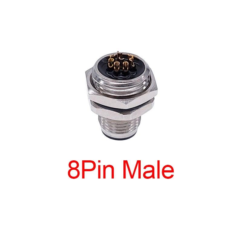 M1216 3/4/5/8Pin sensor connector mounting hole 16mm M12 Flange Socket panel back mount threaded coupling Male&Female.