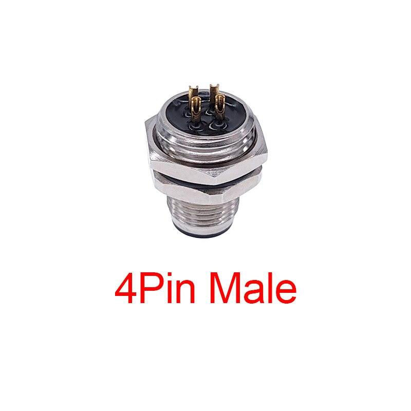 M1216 3/4/5/8Pin sensor connector mounting hole 16mm M12 Flange Socket panel back mount threaded coupling Male&Female.