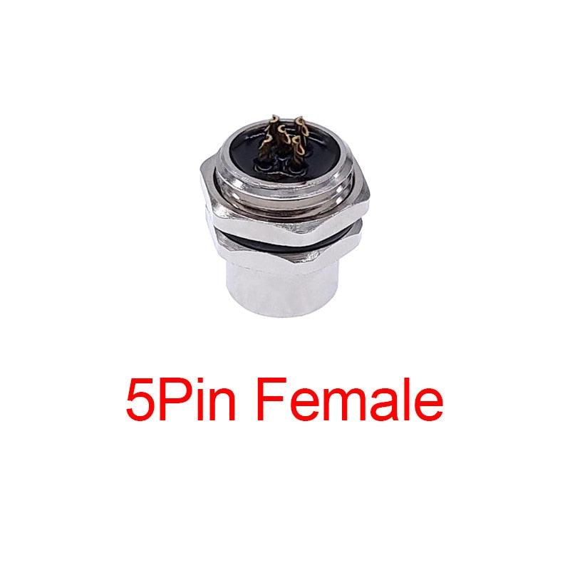 M1216 3/4/5/8Pin sensor connector mounting hole 16mm M12 Flange Socket panel back mount threaded coupling Male&Female.