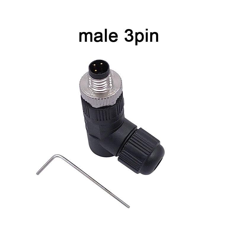M8 Sensor Connector IP68 screw installation Non-welding Waterproof Plug A-Code Male Female 3pin 4pin Bend Angle Connectors.