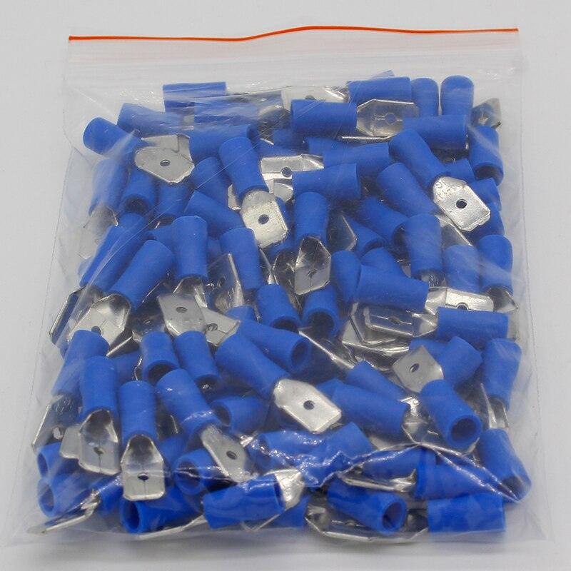 MDD2-250 MDD2.5-250 male Insulated Spade Quick Connector Terminals Crimp Terminal AWG 100PCS/Pack MDD.