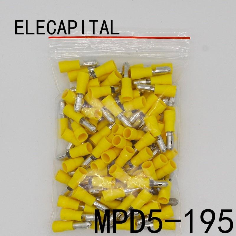 MPD5.5-195 MPD5-195 100PCS Bullet Shaped male Insulating Joint Wire Connector Electrical Crimp Terminal AWG12-10 MPD.