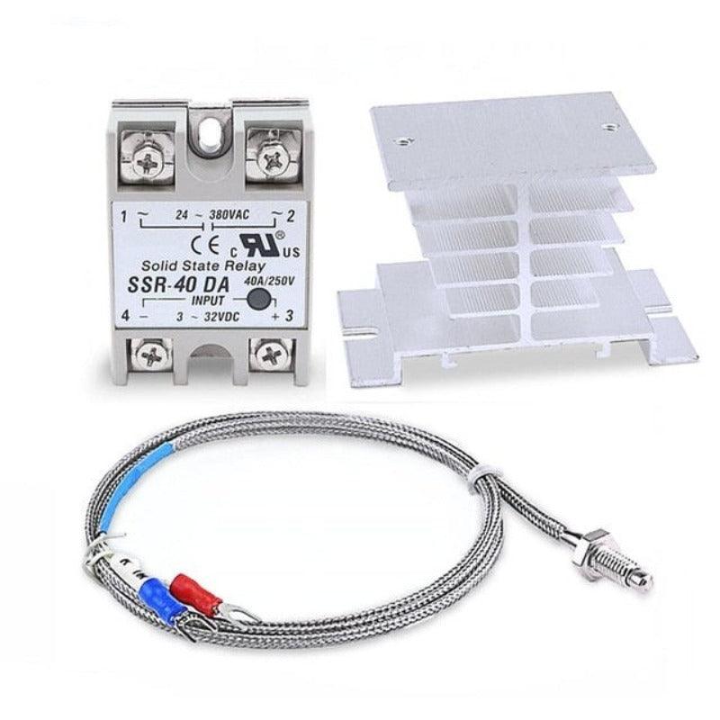 MR- Digital 220V  PID REX-C100 Temperature Controller + max.40A SSR+K Thermocouple  PID Controller Set + Heat Sink.